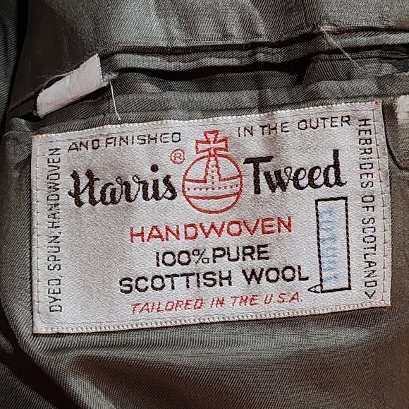 Orvis Harris Tweed Blazer 42R Brown Houndstooth Wool Jacket USA Made - Picture 10 of 13